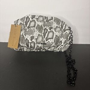 NWT Steve Madden Snake Print Ruched Clutch Bag Slouchy Pouch Crossbody Handbag
